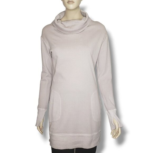 Athleta Eco Wash Turtleneck Sweatshirt Dress Womens XS Pullover Tunic - Picture 1 of 10